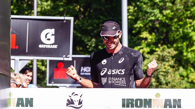 Jake Birtwhistle claimed victory in the very-first Ironman 70.3 Tasmania in February. Picture: Linda Higginson