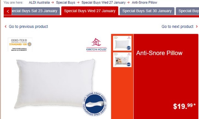 Aldi Special Buys Supermarket S Bargain Anti Snore Pillow Is Back Kidspot