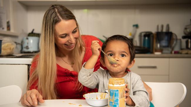 Customers like 2-year-old Ezekiel Sanmuganathan will be the ones missing out if there is no more peanut butter. Picture: Monique Harmer