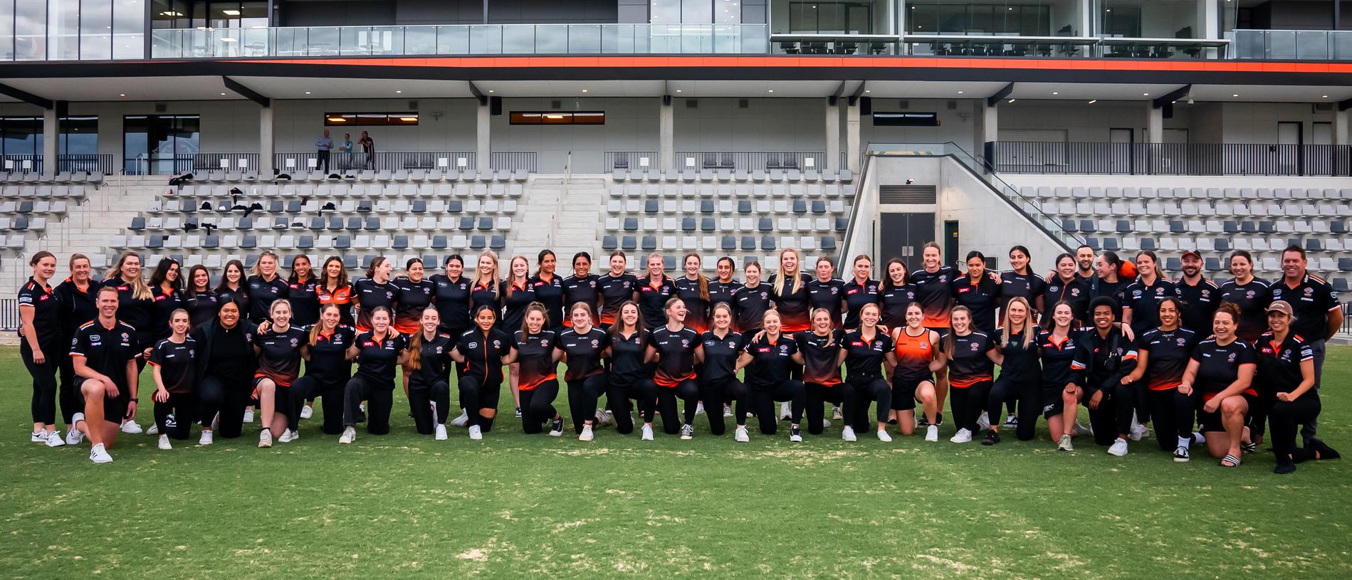 Wests’ Tarsha Gale and Harvey Norman competition players have been inducted into the centre of excellence. Picture: Wests Tigers