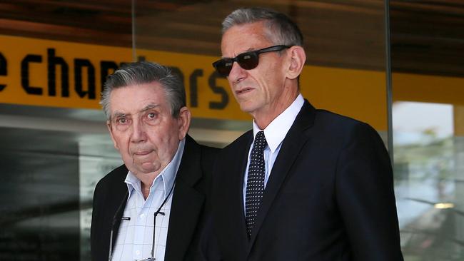 Lawyer Chris Nyst with Reg Kay leaving the Ipswich Courthouse in 2016. Picture: Tara Croser.