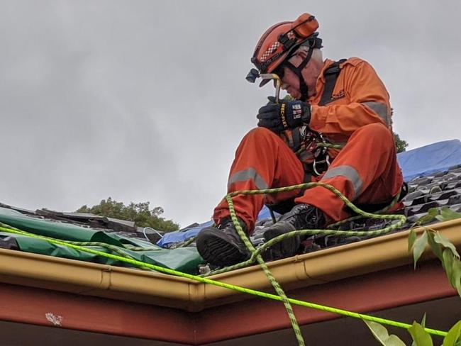 SES volunteers continue to clean up damage from Monday night's storm. Picture: Facebook/Newcastle City SES.