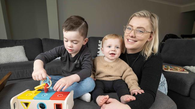 Rachael Eyles and her sons Levi (1) and Heath (3). Picture: Tony Gough