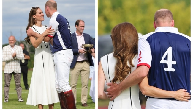 The Duke and Duchess of Cambridge sent fans into a frenzy after being snapped packing on the PDA at a charity polo event. Picture: Chris Jackson / David M. Benett / Getty Images