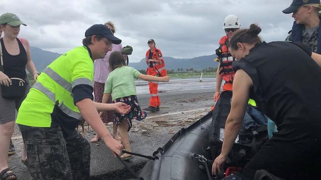 Royal Australian Navy personnel providing support to Queensland Fire and Emergency Service in Cairns.