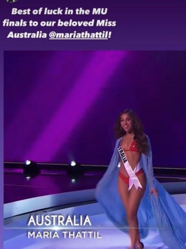 Fans wished the Aussie contestant luck on Instagram. Picture: Instagram/mariathattil