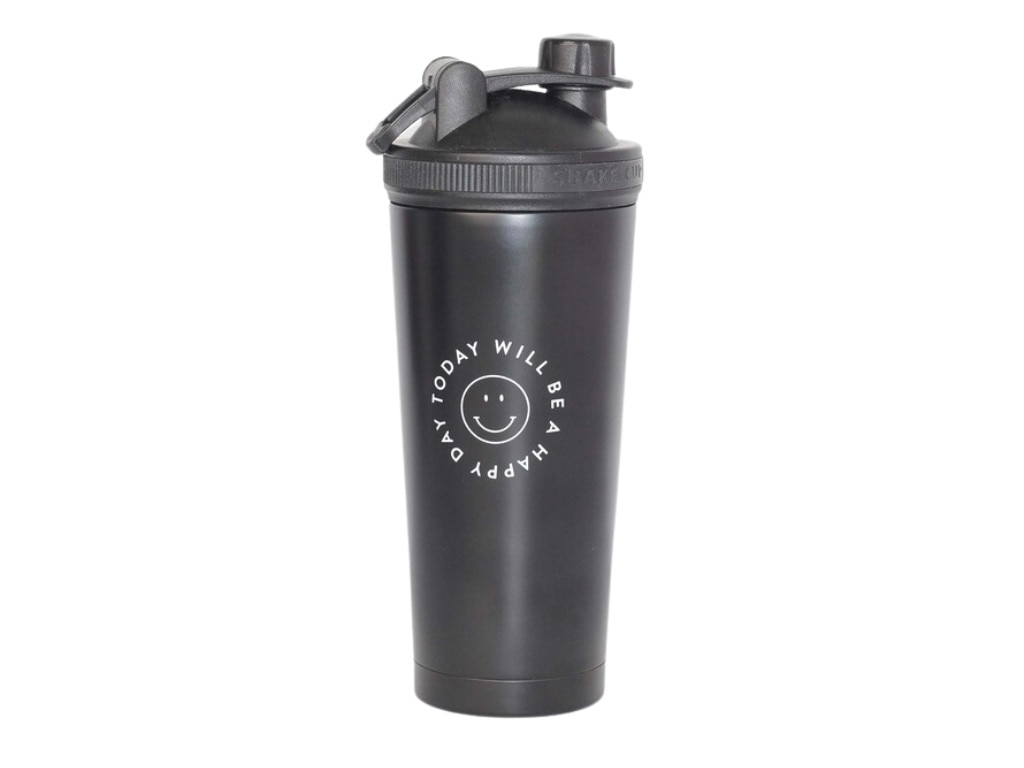 Happy Way Black Insulated Stainless Steel Shaker. Picture: THE ICONIC.