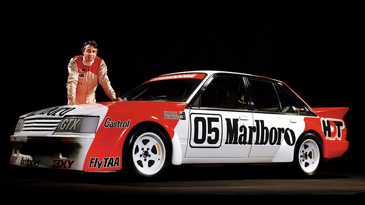 Peter Brock with his 1984 "Big Banger" VK Commodore Bathurst race car.