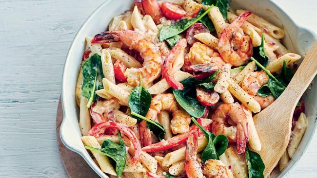 One-Pot Creamy Cajun Prawn Pasta is perfect for those on the run. Picture: Jeremy Simons