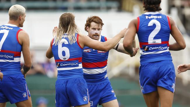 Oskar Baker confirmed his place as one of the top KFC SuperCoach cheapie selections. Picture: Daniel Pockett/AFL Photos