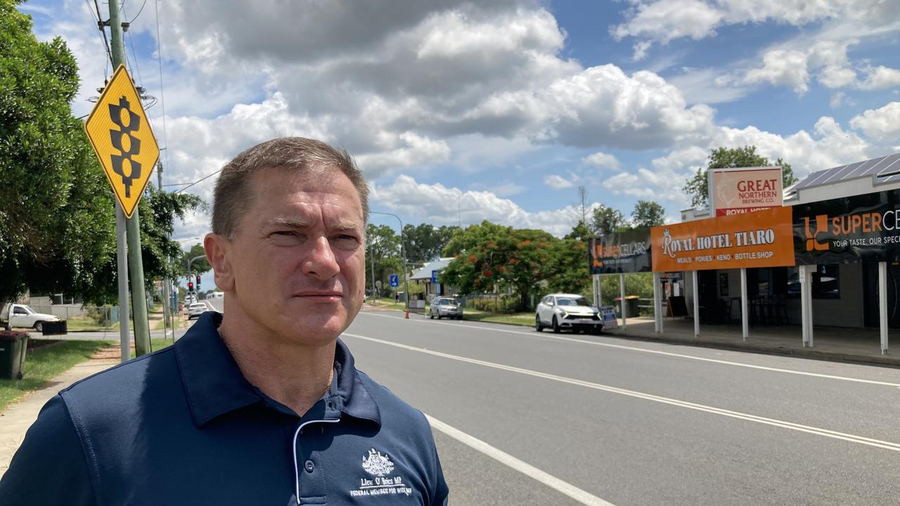 Wide Bay LNP MP Llew O'Brien (standing on the side of the Bruce Hwy at Tiaro) said the Bruce Hwy between Gympie and Maryborough was in “appalling” condition and criticised the federal government’s decision week to step away from an 80-20 funding deal with the state on infrastructure, in favour of a 50-50 split on future projects.