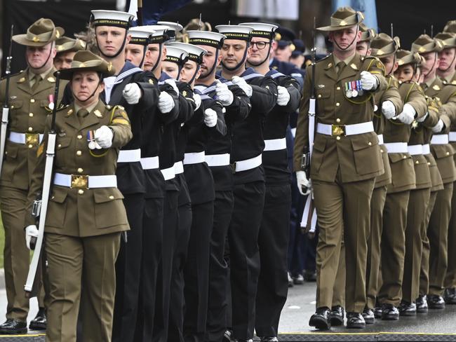 CANBERRA, AUSTRALIA, NewsWire Photos. AUGUST 18, 2023: Australian Defence Force marching at the commemorative service to mark the 50th anniversary of the end of Australia's involvement in the Vietnam War on ANZAC Parade in Canberra. Picture: NCA NewsWire / Martin Ollman