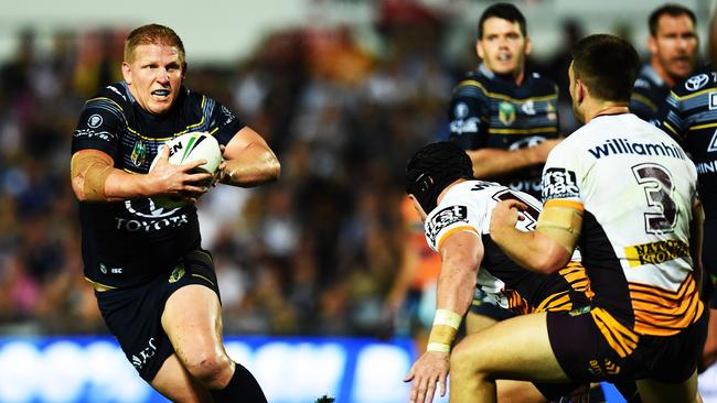 North Queensland Cowboys v Brisbane Broncos when Hannant played for the Cowboys. Picture: Zak Simmonds