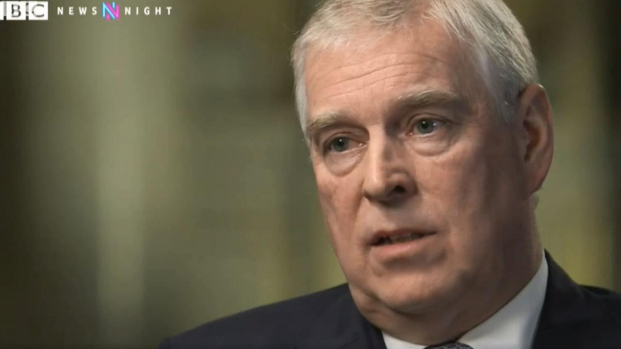Prince Andrew during his car crash Newsnight interview. Source: BBC