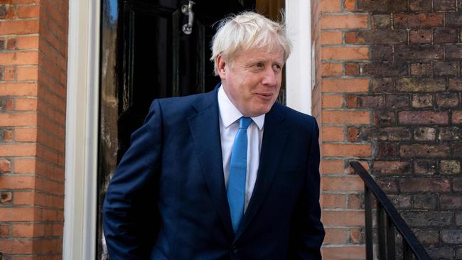 Boris Johnson leaves his campaign headquarters in London shortly before being announced as the next prime minister of Britain. Picture: AFP