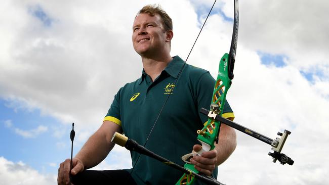 Archer Ryan Tyack at the Archery Centre in Sydney. Picture: AAP Image/Bianca De Marchi