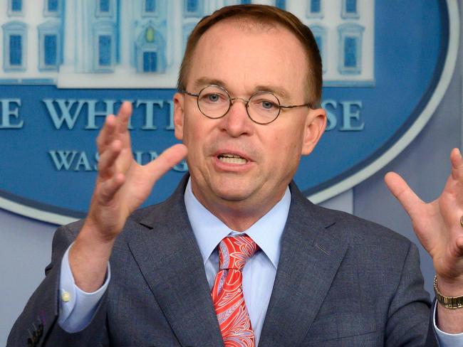 (FILES) In this file photo taken on October 17, 2019 White House Acting Chief of Staff Mick Mulvaney speaks during a press briefing at the White House in Washington, DC. - At their national convention in 2012, Republicans mounted a clock counting the growing US national debt on the wall, a warning of the looming financial catastrophe they said imperiled Americans. Eight years later, the clock has stopped under Republican President Donald Trump, and the "fiscal hawks" whose strident calls for action to contain the trillions of dollars in US government debt have either lost their influence, or are keeping quiet.The latest sign of this shift away from fiscal discipline was on full display as White House acting chief of staff Mick Mulvaney said as much in a speech in Britain."My party is very interested in deficits when there is a Democrat in the White House. The worst thing in the whole world is deficits when Barack Obama was the president," Mulvaney said according to a report by The Washington Post late February 20, 2020. (Photo by JIM WATSON / AFP)