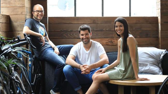 Canva co-founders Cameron Adams, Cliff Obrecht and Melanie Perkins.