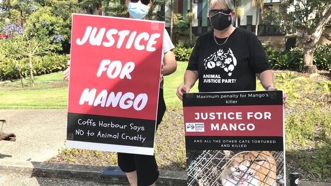 Joan Lloyd and Gail McDonald stood outside Coffs Harbour court on Monday.