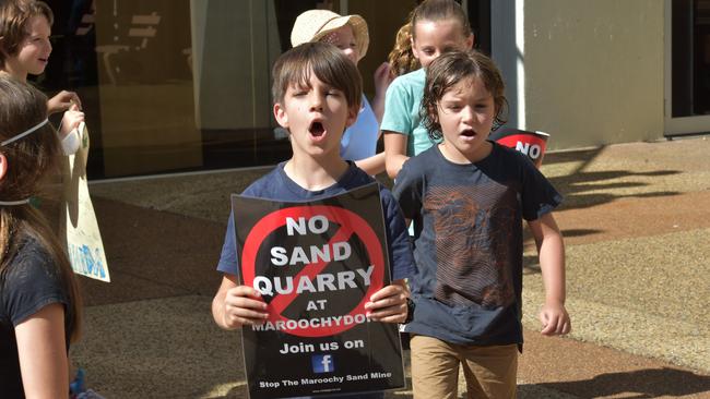 Sand mine opponents attend the Nambour Council Chambers. Councillors vote for the proposed mine.