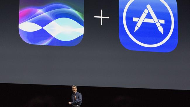 Apple’s Craig Federighi introduces new iOS software. Pic: AFP