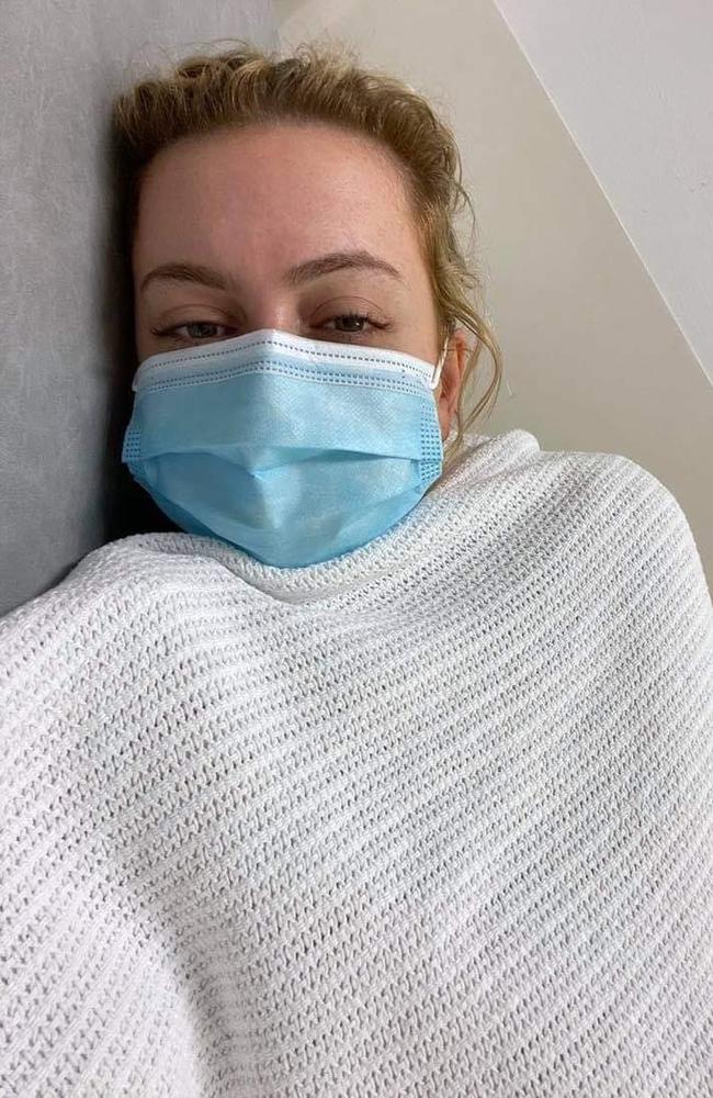 Megan Peacock in emergency hospital on 31st January, 2021, – months after recovering from COVID-19.