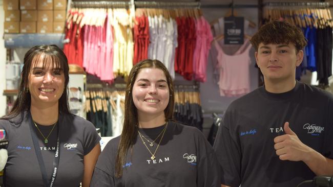 Universal Store Townsville Shopping Centre employees Rebekah Doyle, Kaitlyn Green and Mika Derbyshire. Picture: Holly Fishlock.