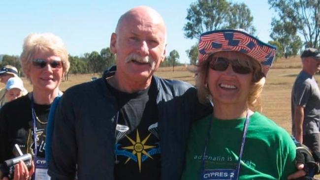 Ian Robertson, middle, died on Saturday during a skydive at Taree. Pic Facebook