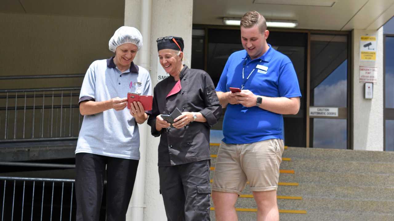 FREE FOR ALL: Linda Schefe, Toni Cant and Stuart Batterham enjoy free wi-fi, now available at South West Hospitals and Health Services facilities. Picture: Ellen Ransley