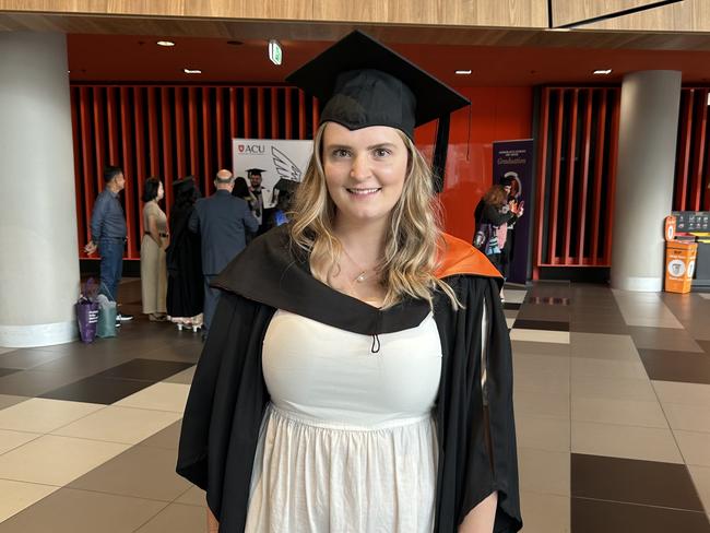 Georgia Davis graduates with a Bachelor of Speech Pathology from the Australian Catholic University on April 17, 2024. Picture: Brittany Busch