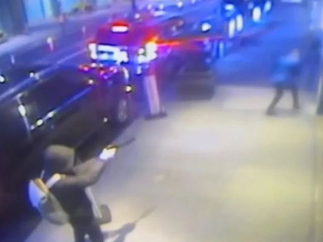 Chilling video shows the gunman shooting at United Healthcare CEO Brian Thompson. Picture: NY Post