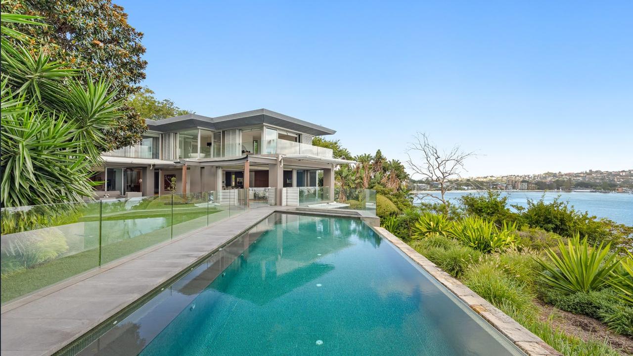 The spectacular wet-edge pool has a spa and cabana.