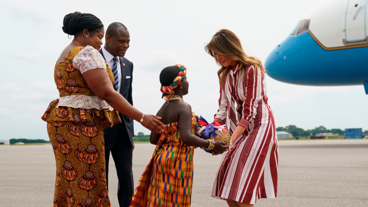 Melania Trump arrives in Ghana to promote child well-being