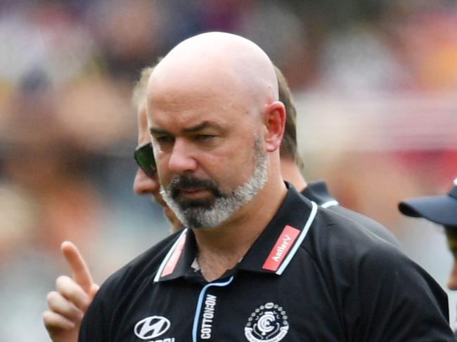 Carlton coach Daniel Harford during the AFLW Grand Final match between the Adelaide Crows and Carlton Blues at the Adelaide Oval, Adelaide, Sunday, March 31, 2019. (AAP Image/David Mariuz) NO ARCHIVING, EDITORIAL USE ONLY