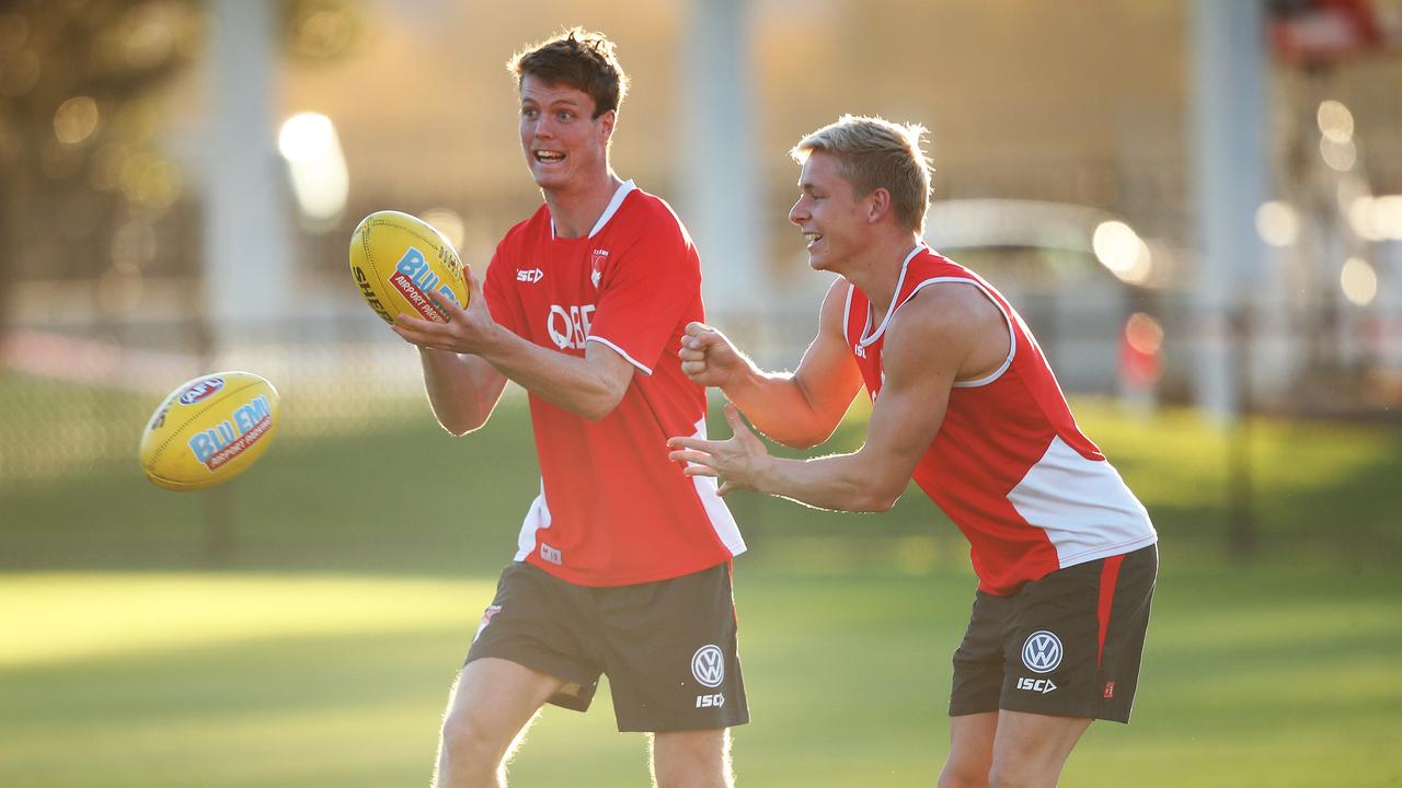 Nick Blakey and Isaac Heeney have been raised as possible acquisitions by Essendon. Picture: Phil Hillyard