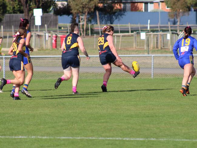 SFLW Community League - Action from Sorell v St Virgils during the annual Pink Sock-Carolyn Birch Memorial Match. Picture: Jake Garland