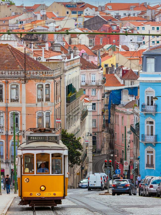 A tram in Lisbon.