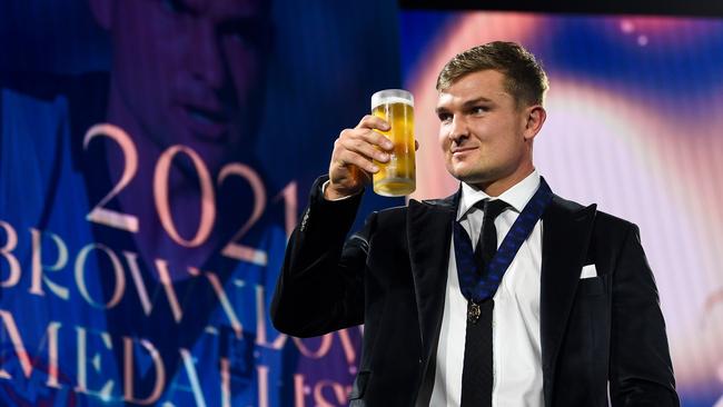 Ollie Wines after winning the Brownlow. Picture: AFL Photos via Getty Images