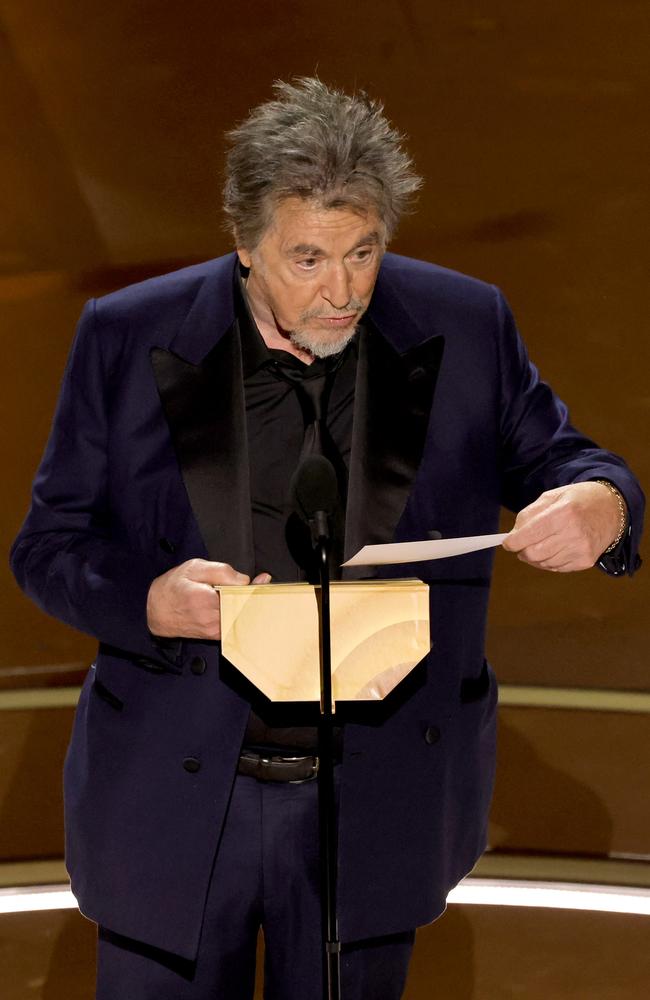 Al Pacino’s unconventional method of announcing the top gong caused a stir. Picture: Getty