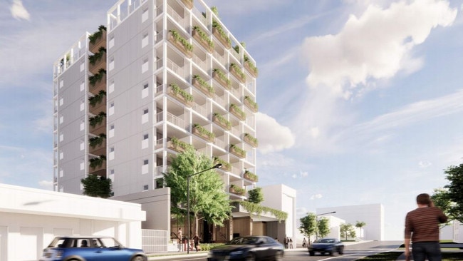 Artist's render of proposed 10-storey 'build-to-rent' residential tower at 34 Cleveland St, Stones Corner. Picture: PD Online