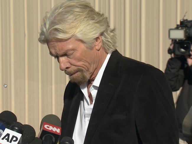 Great pain ... Virgin Galactic founder Richard Branson has been accused of arrogance in his pursuit of commercial space tourism. Picture: AP / Scott Fain