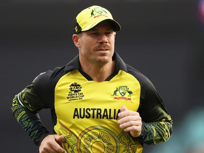 David Warner in the field at the last T20 World Cup. Picture: Mark Kolbe/Getty Images