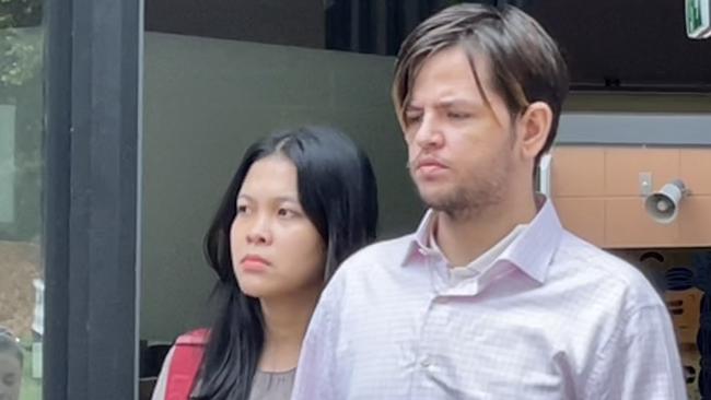 Trent Fernandes with his girlfriend Desiree Fernandez at Sutherland Local Court during his hearing. Picture: Ashleigh Tullis