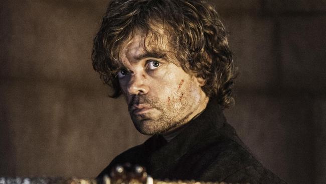 In this image released by HBO, Tyrion Lannister, portrayed by Peter Dinklage, appears in a scene from season four of "Game of Thrones." The season five premiere airs on Sunday. (AP Photo/HBO, Helen Sloan)