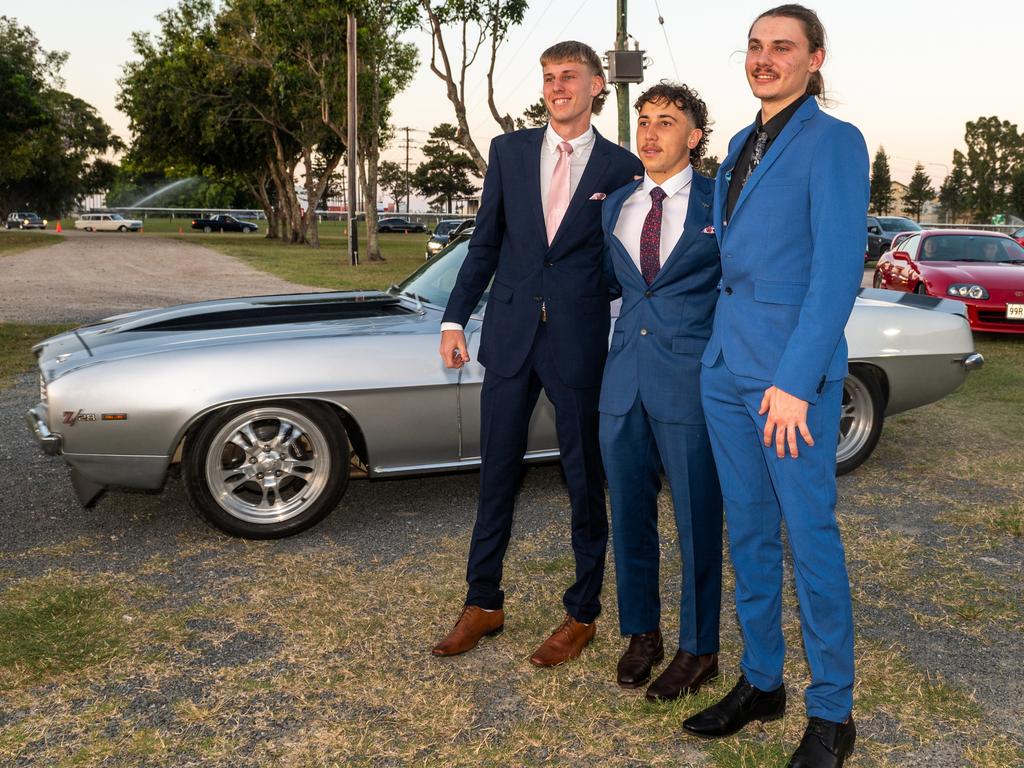 Bradley Williams, Braedyn Roberts and Ben Veivers at Mackay State High School, Mackay Turf Club Saturday 14 October 2023 Picture: Michaela Harlow