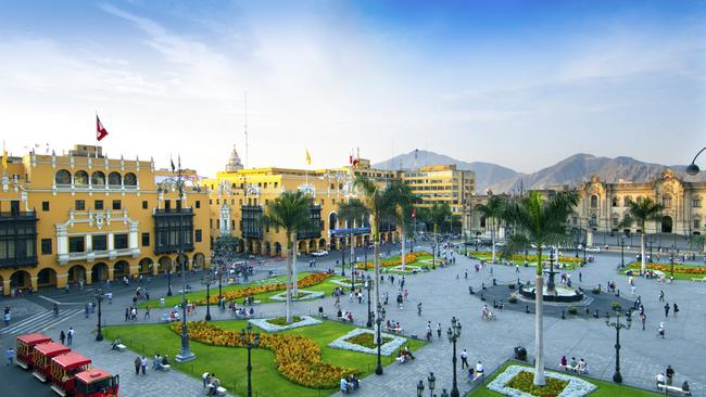The Plaza Armas is the main square in downtown Lima, Peru. Picture: Getty Images