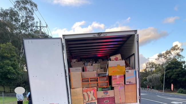 Inside the truck stopped on the Newell Highway, Dubbo. Picture: NSW Police.