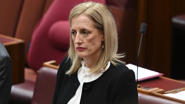 Finance Minister Katy Gallagher rejects that she misled parliament as she is grilled by senior Coalition over allegations she politicised the Brittany Higgins rape allegations. Picture: Martin Ollman/NCA NewsWire