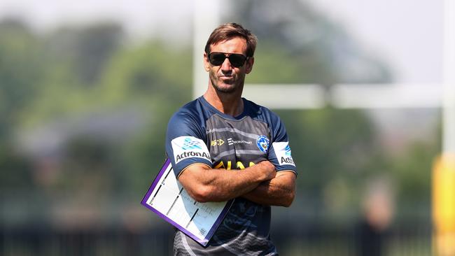 Andrew Johns keeps a close eye on Parramatta’s training session. Picture: Supplied