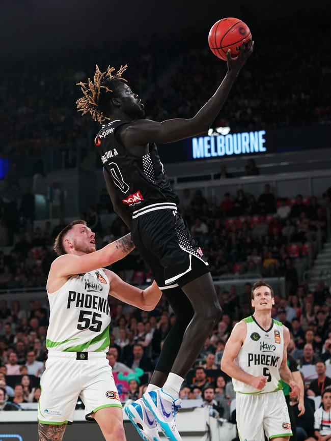 Lual-Acuil Jr in 2019, his first season at United. Picture: AAP